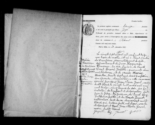 Naissances, mariages, décès, publications de mariage, tables décennales.