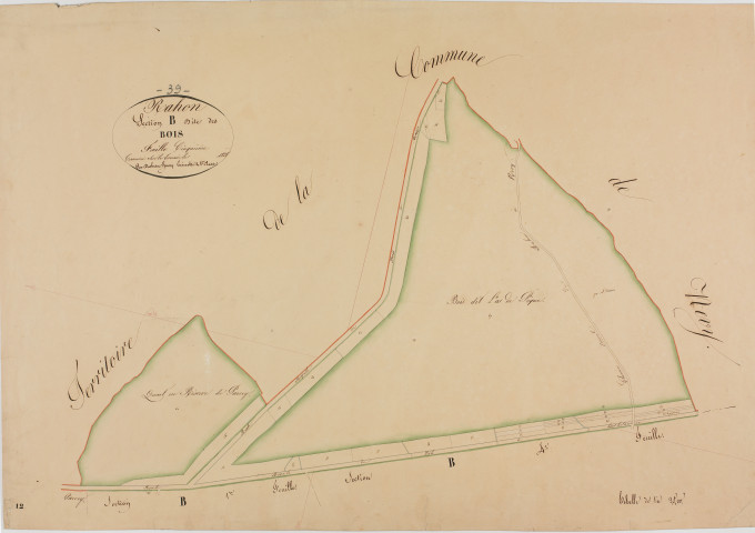 Rahon, section B, les Bois, feuille 5.géomètre : Duchesne Henry