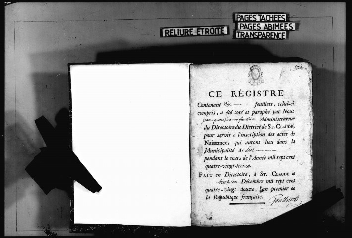 Naissances, décès 1793-1812, publications de mariage 1793-an II, 1806-1812, mariages 1793-an IV, an VI, an IX-1812.