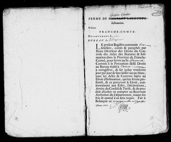 insinuations suivant le tarif (11 mai 1734 - 31 décembre 1738)
