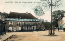 Fraisans (Jura). Place de la Liberté et route de Courtefontaine.