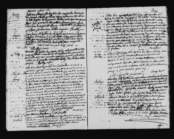 Série communale : Registres des baptêmes, mariages et sépultures, 3 janvier 1747 - 1er décembre 1748