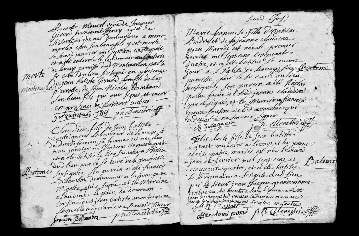 Série communale : baptêmes, mariages, sépultures.