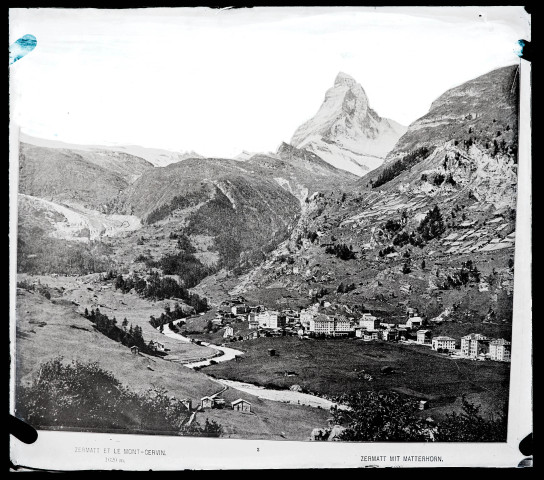 Reproduction d'un cliché intitulé "Zermatt et le Mont-Cervin. 1620 m.".