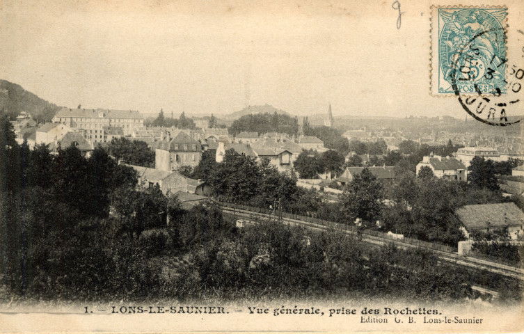 Lons-le-Saunier (Jura). 1. Une vue générale prise des Rochettes. Lons-le-Saunier, G.B.