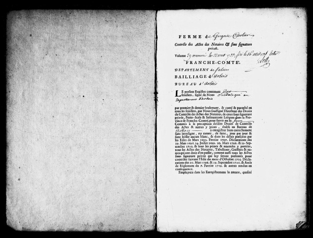 Registre du 22 Août 1733 au 16 Avril 1734