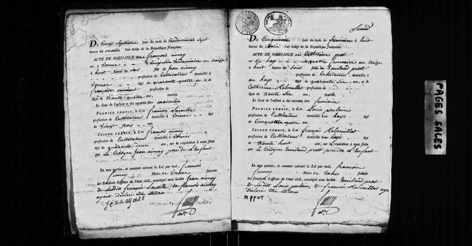 Naissances, mariages, décès, publications de mariage an XIII-1813.