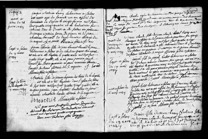 Baptêmes, mariages, sépultures 2 février 1784-31 décembre 1791. Table alphabétique des baptêmes, mariages, sépultures 1784-1791.