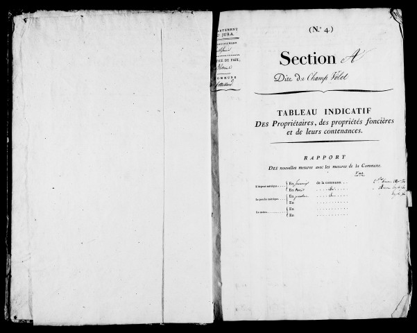 Etat de sections. Commune fusionnée à celle de Cosges en 1821.