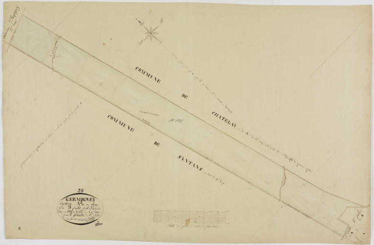 Germigney, section A, le Village, feuille 3.géomètre : Billet