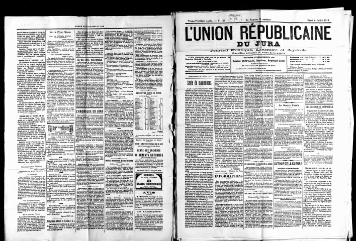 L'Union républicaine du Jura. 2ème semestre 1915.