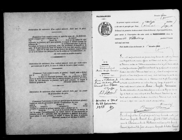 Naissances, décès, mariages, publications de mariage.