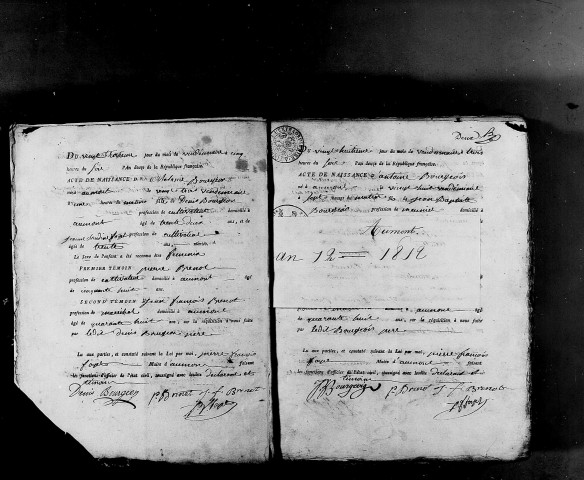 Naissances, mariages, décès, publications de mariage an XII-1812