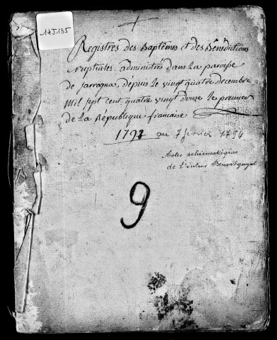 Baptêmes, mariages, sépultures, 1793 à février 1794.