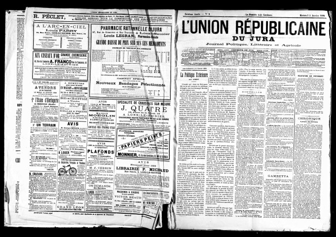 L'Union républicaine du Jura. 1898.
