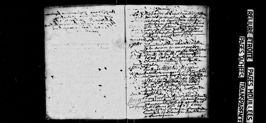 Série communale : baptêmes juin 1685-avril 1687 (p.1-21) ; mariages mai 1722-avril 1753 (p.22-113) ; mariages de paroissiens hors de la paroisse 1736-1766 (p.114-116) ; mariages mai 1685-février 1687 (p.117-121) et tête-bêche : sépultures avril 1685-mars 1687. Baptêmes juin 1685-avril 1687. Mariages, mai 1685-février 1687, mai 1722-avril 1753, 1736-1766. Sépultures, avril 1685-mars 1687.