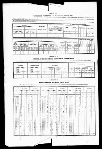 Résultats généraux, 1856, 1866-1891. Listes nominatives, 1866, 1872, 1876, 1881, 1886, 1891. Classement spécial des étrangers, 1896.