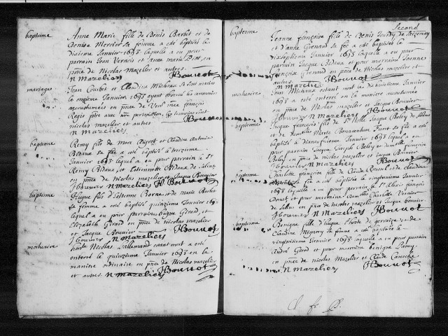 Baptêmes, mariages et sépultures, 2 janvier 1688 - 2 novembre 1717.