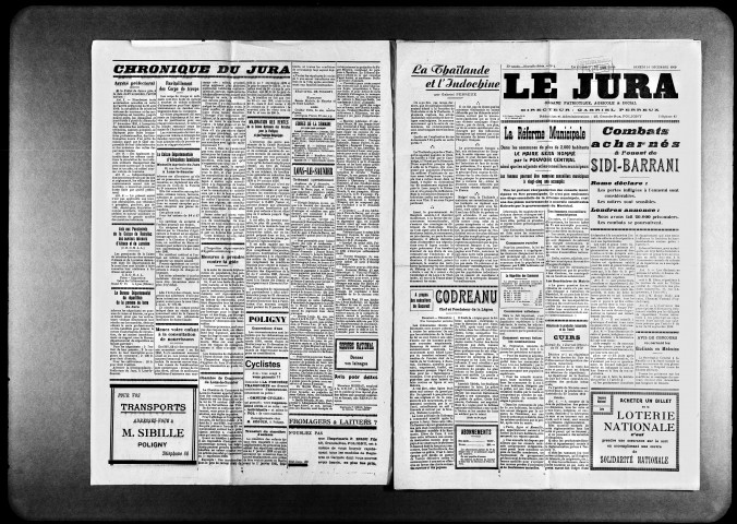 Le Jura - hebdomadaire régional d'informations pratiques. 1940-1943