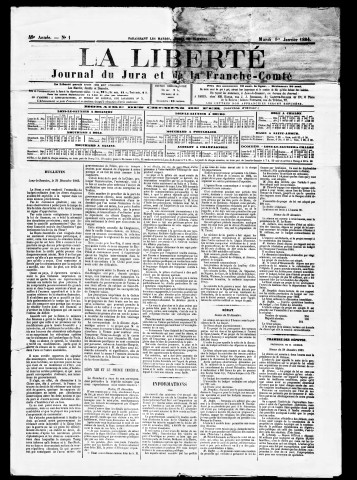 La Liberté du Jura et de la Franche-Comté. 1er semestre 1884.