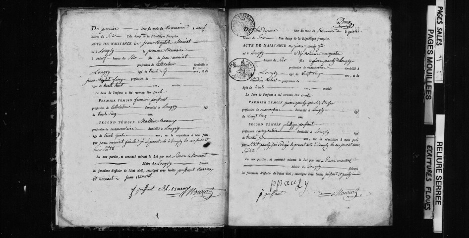Naissances, mariages, décès, publications de mariage an XII-1807.