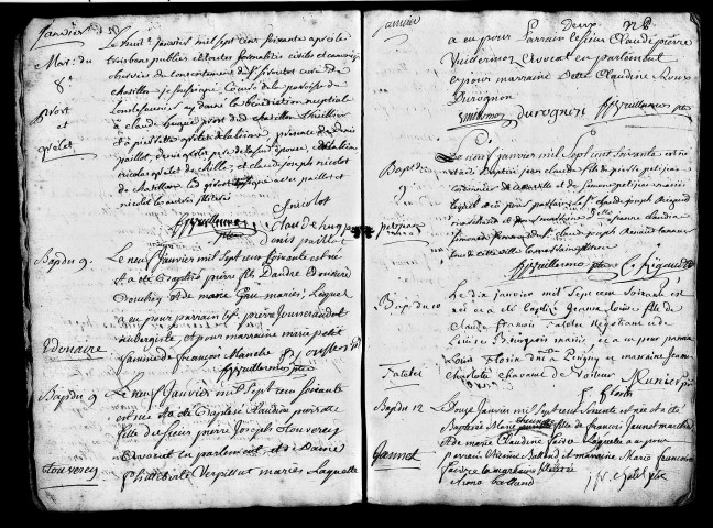 Baptêmes, mariages et sépultures.