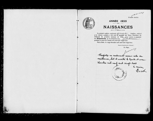 Naissances, mariages, décès, publications de mariage, tables décennales.