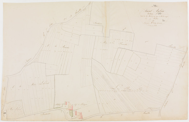 Saint-Aubin, section F, la Borde au Cyr et Borde Rouge, feuille 4. [1825] géomètre : Tabey