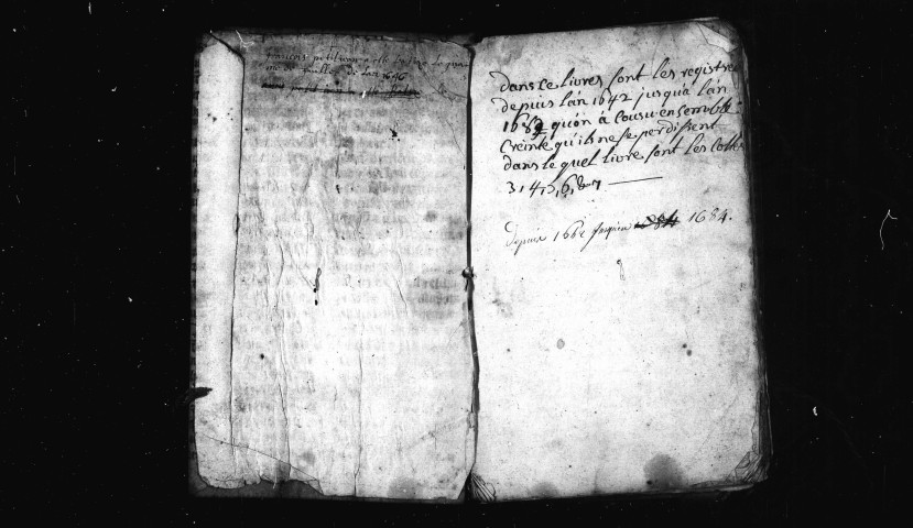 Baptêmes, mariages, sépultures 1er décembre 1642 - 26 mars 1684.