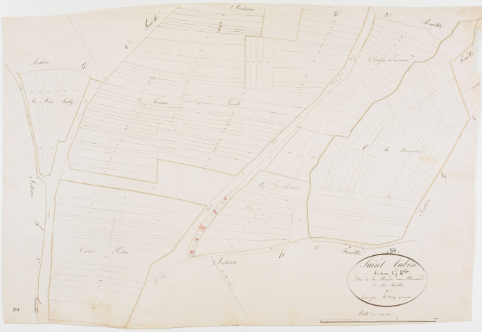 Saint-Aubin, section G, la Borde aux Renards, feuille 2. [1825]géomètre : Tabey