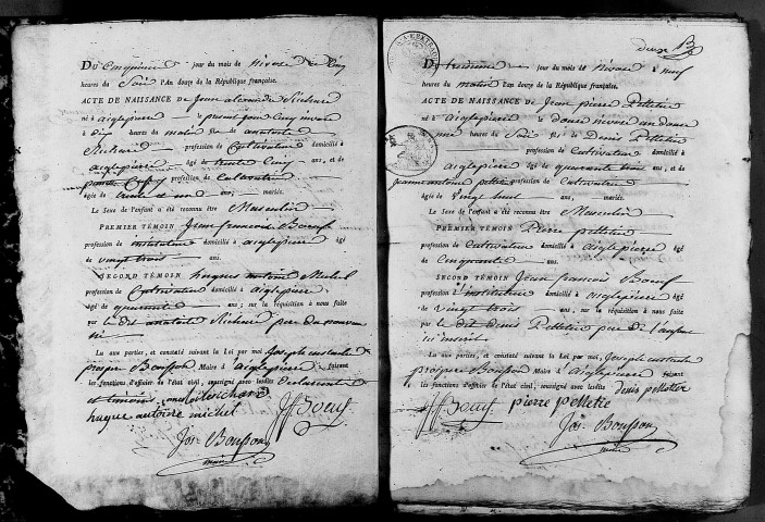 Naissances, mariages, décès, publications de mariage an XII-1812