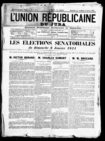 L'Union républicaine du Jura. 1924.
