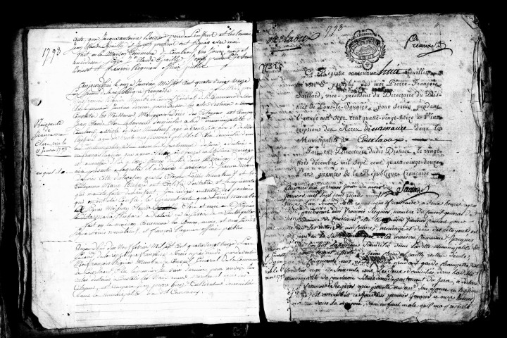 Série communale : naissances 1793-1823. Tables décennales 1813-1822.