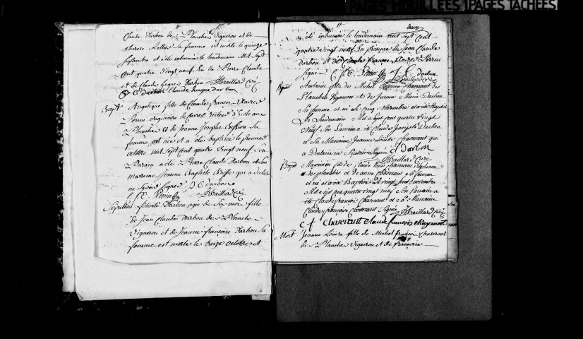 Baptêmes, mariages, sépultures 1789-1790, 1792 ; naissances, mariages, décès 1793-1812 ; publications de mariages an V-1812.