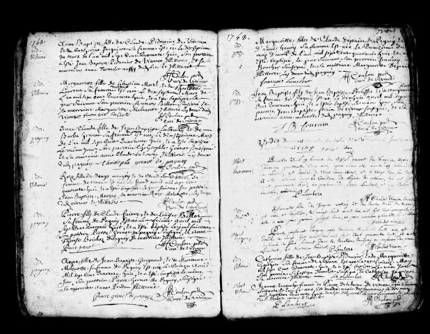 Série communale : baptêmes, mariages, sépultures, 31/12/1747-1773.