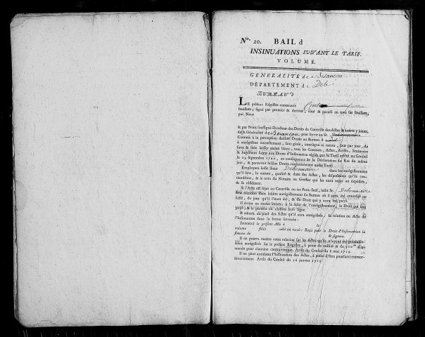 insinuations suivant le tarif (15 février 1789 - 19 janvier 1796)