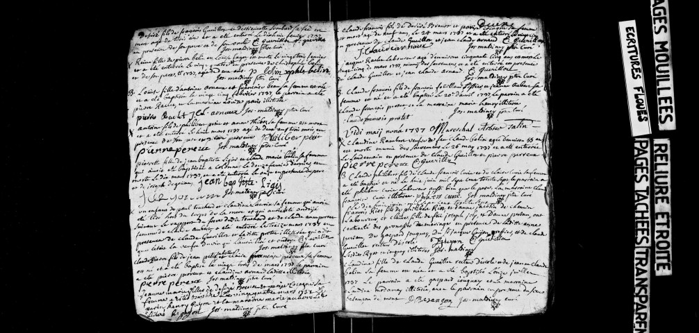 Baptêmes, mariages, sépultures 1737-mars 1745, mai 1747-1770.