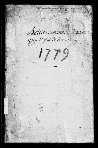 Registre du 29 mars au 4 août 1779