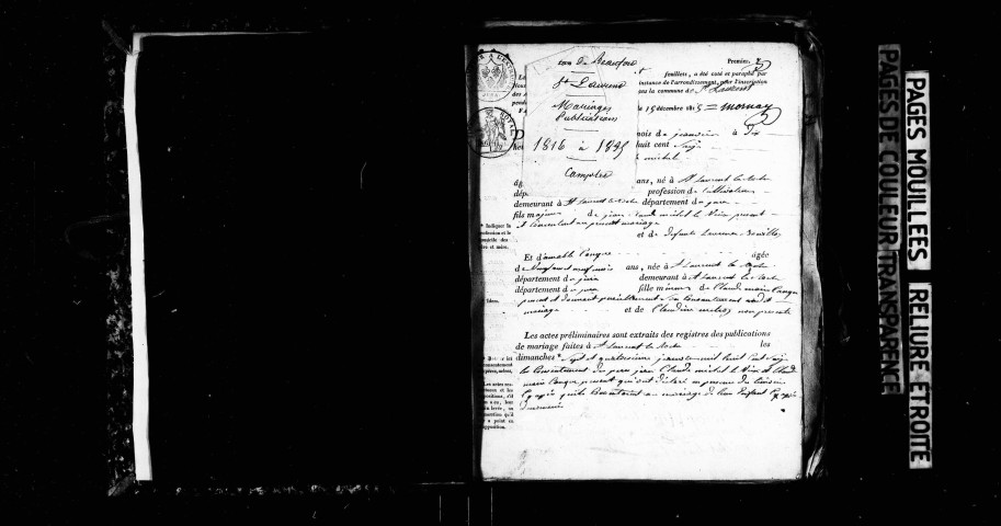 Mariages, publications de mariage.