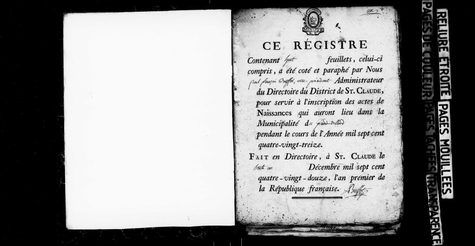 Naissances 1793-1812, publications de mariages 1793-an II, an XII, an XIV-1812, mariages 1793-an III, an VI, an IX-1812