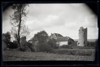 Ruines du château et ferme du Parc masquée par la végétation à Vers-en-Montagne.