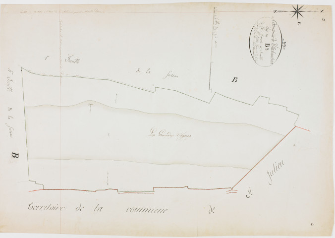 Villechantria, section B, Saint-Maurice, feuille 3.géomètre : Félix aîné et Félix cadet