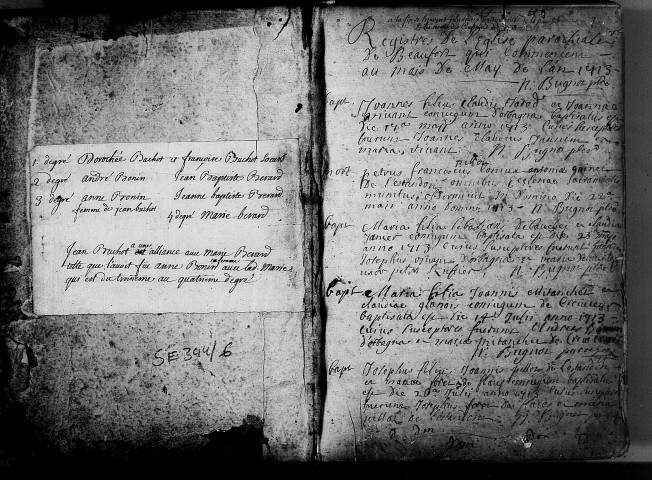 Série communale : baptêmes, mariages, sépultures 17 mai 1713-1736.