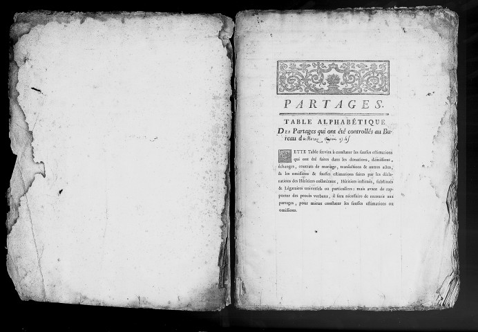 table des partages (1745 - 1794)