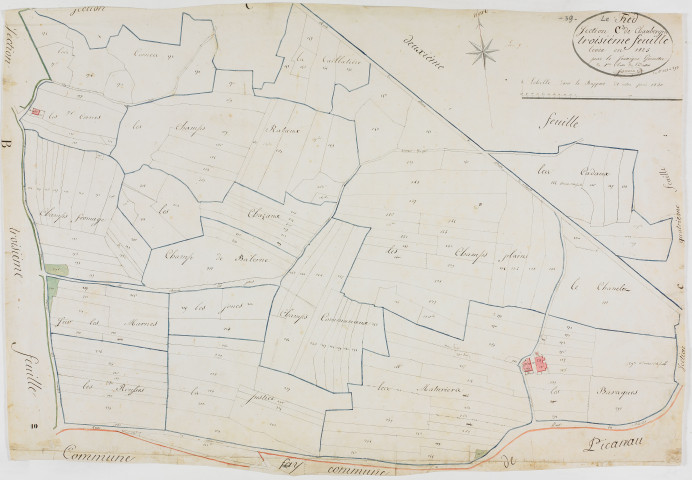 Fied (Le), section C, Chaubergin, feulle 3.géomètre : Jannin