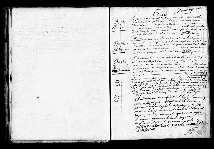 Baptêmes, mariages, sépultures 1er janvier 1740-31 décembre 1742.