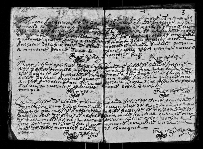 Série communale : baptêmes 5 avril 1644-mai 1650, novembre 1660-mai 1668, décembre 1669-janvier 1670, avril-août 1672, février 1676-janvier 1677.