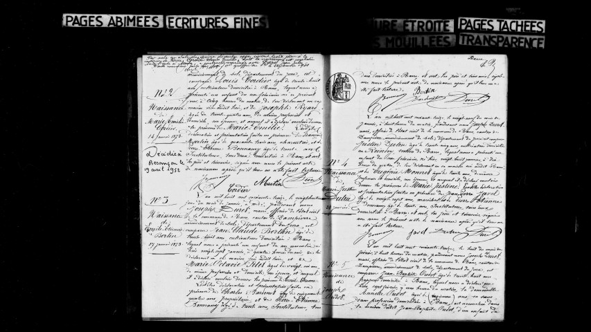 Naissances, mariages, décès, publications de mariage.