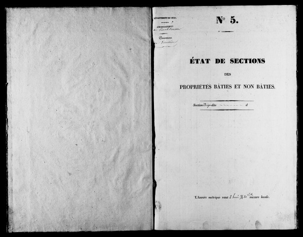 Etat de sections, s.d. [1826].