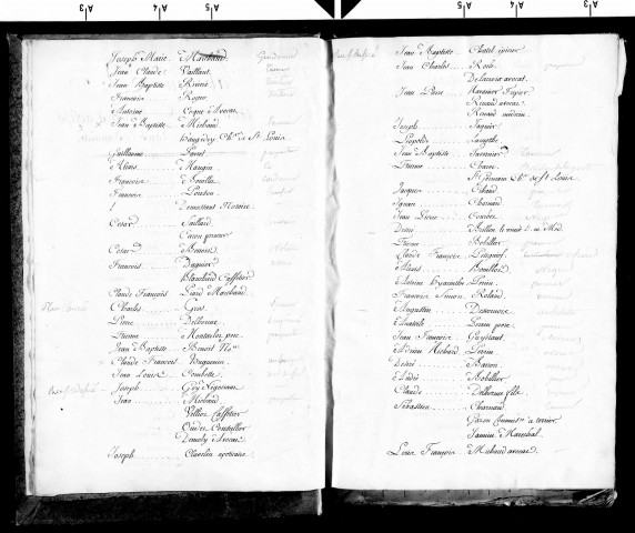 Recensement de tous les citoyens actifs de Lons-le-Saunier : tableaux nominatifs, 18 décembre 1790. Recensement général des habitants : tableaux nominatifs, an VII et an IX.